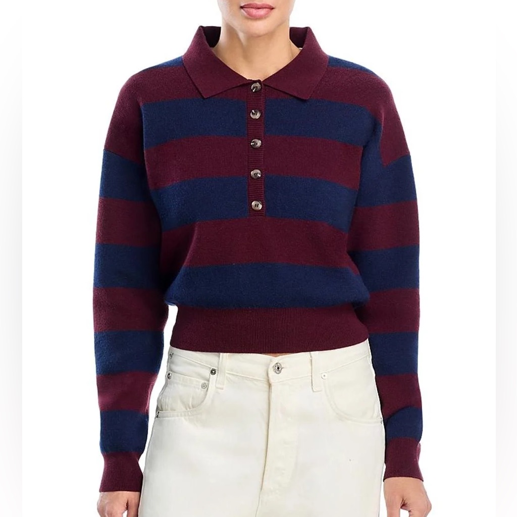 525 America Womens Blue 525 Rugby Stripe Sweater